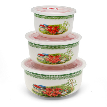 Набор салатников - контейнеров с крышкой "Лилии с ягодами"